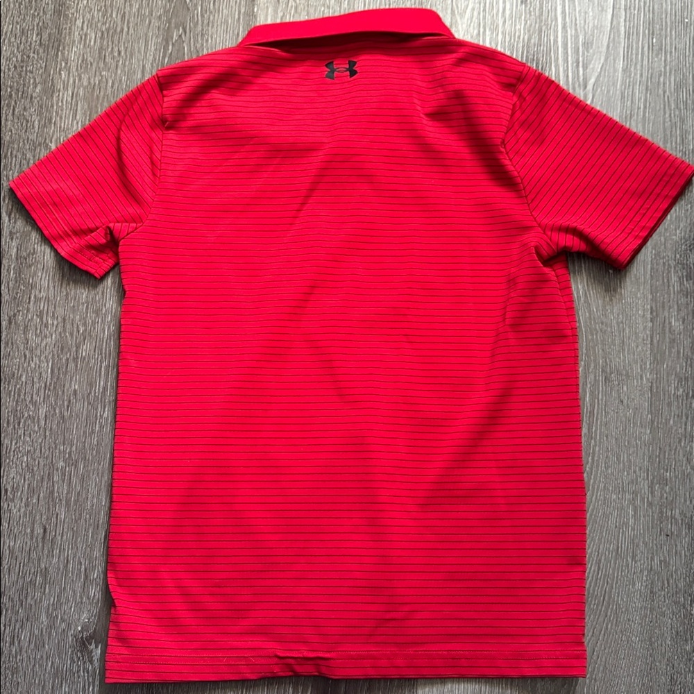 Under Armour Kids Red and black striped Polo - Picture 3 of 3